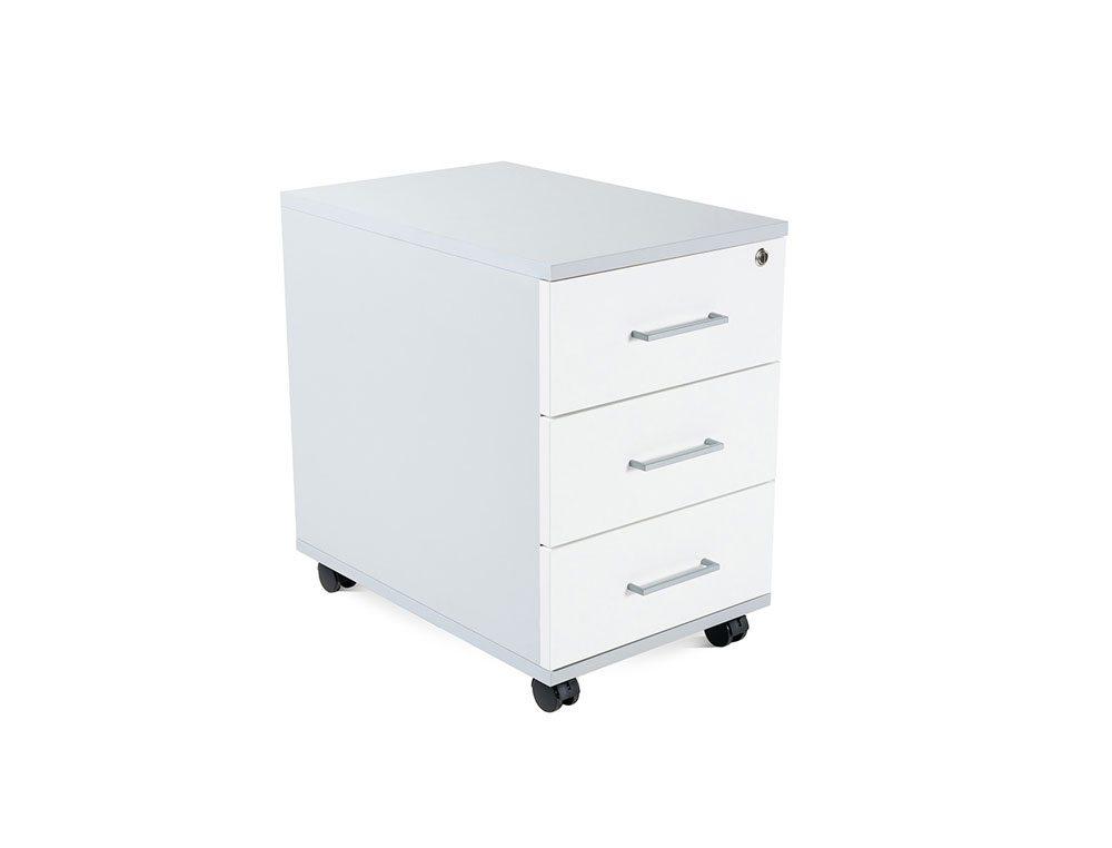 CAJONERA ROCADA CON TRES CAJONES SERIE STORE 58X40X59,5 CM ACABADO AN04 GRIS/BLANCO