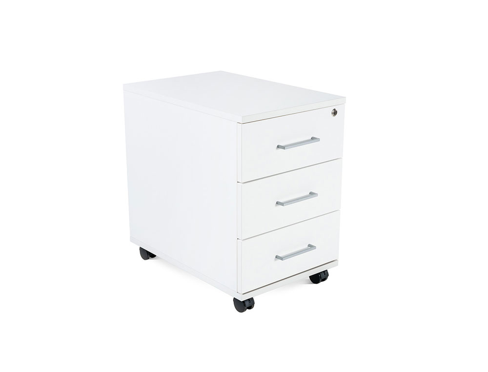 CAJONERA ROCADA CON TRES CAJONES SERIE STORE 58X40X59,5 CM ACABADO AW04 BLANCO/BLANCO