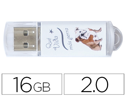 MEMORIA USB TECHONETECH FLASH DRIVE 16 GB 2.0 QUE VIDA MAS PERRA