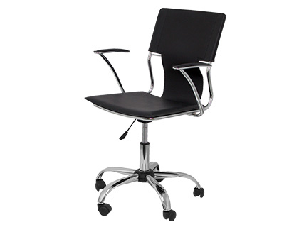 SILLA GIRATORIA PYC RESPALDO MEDIO REGULABLE EN ALTURA SIMILPIEL NEGRA 860+90X480X440 MM