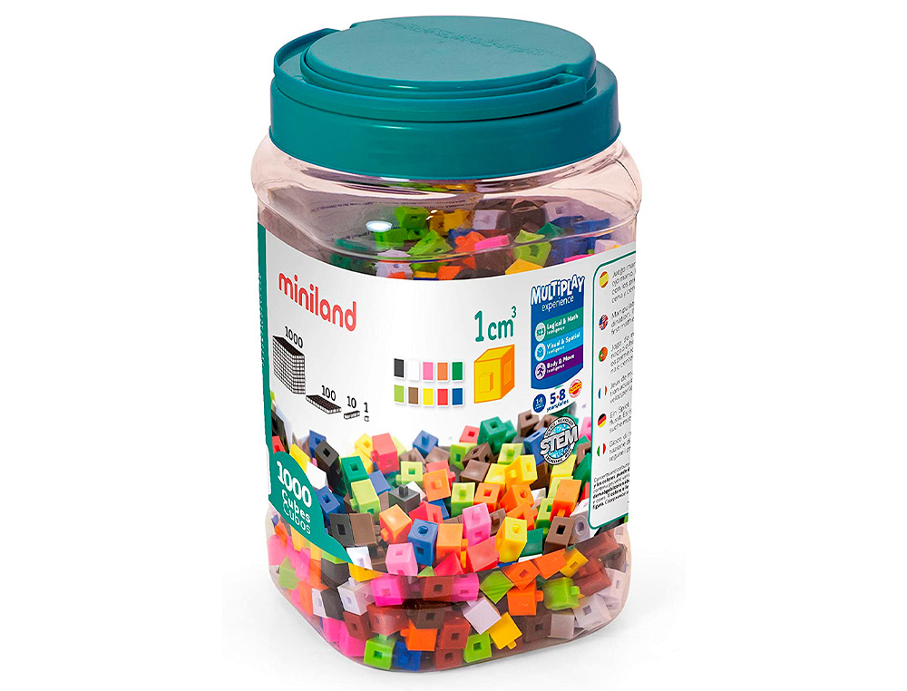 JUEGO MINILAND SURTIDO DE 1000 CUBOS DE 1 CM PARA APOYAR CONCEPTOS MATEMATICOS 125X215X125 MM