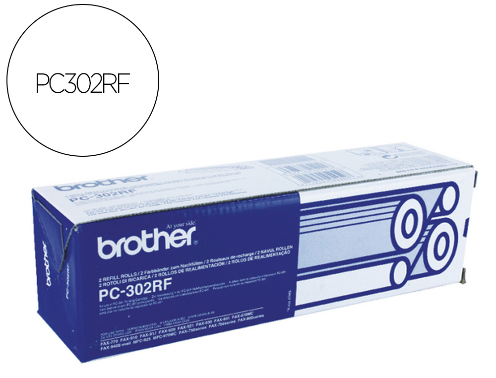 REPUESTO FAX BROTHER PC302RF DE TRANSFERENCIA TERMICA DURACION 235 PAGINAS PACK DE 2 UNIDADES