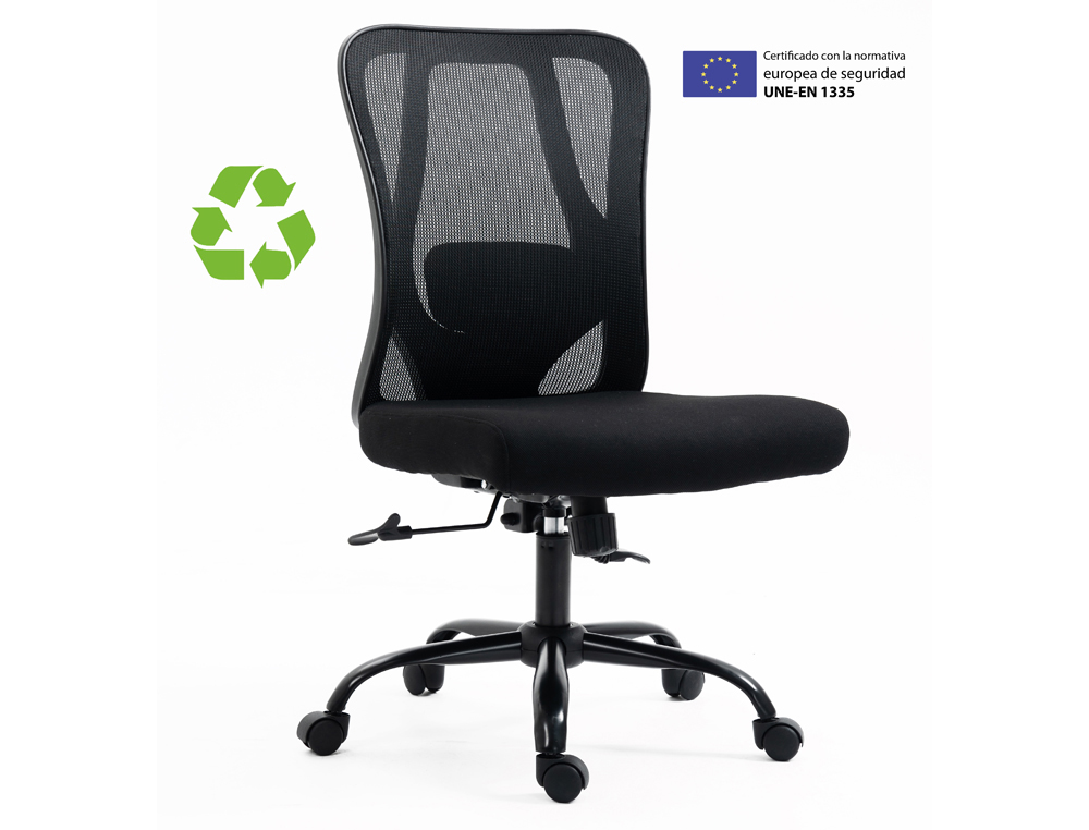 SILLA DE OFICINA ARCHIVO 2000 EIRUGA ASIENTO TELA RESPALDO MALLA REGULABLE EN ALTURA MECANISMO SINCRONIZADO NEGRO