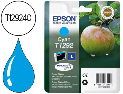 INK-JET EPSON STYLUS T1292 CIAN SX420W / 425W / OFFICE BX305F / BX320F -ALTA CAPACIDAD-