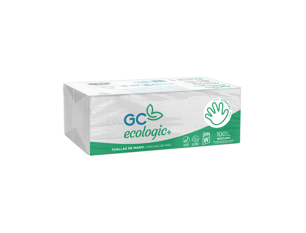 TOALLA DE PAPEL MANO ENGARZADA ECOLOGICA 22,5X31 CM 2 CAPAS PAQUETE CON 144 UNIDADES
