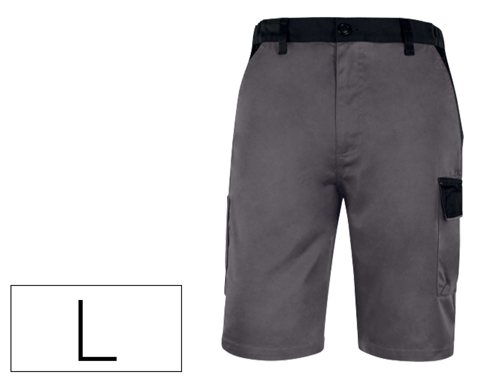 PANTALON DE TRABAJO DELTAPLUS BERMUDA CINTURA AJUSTABLE 5 BOLSILLOS COLOR GRIS TALLA L