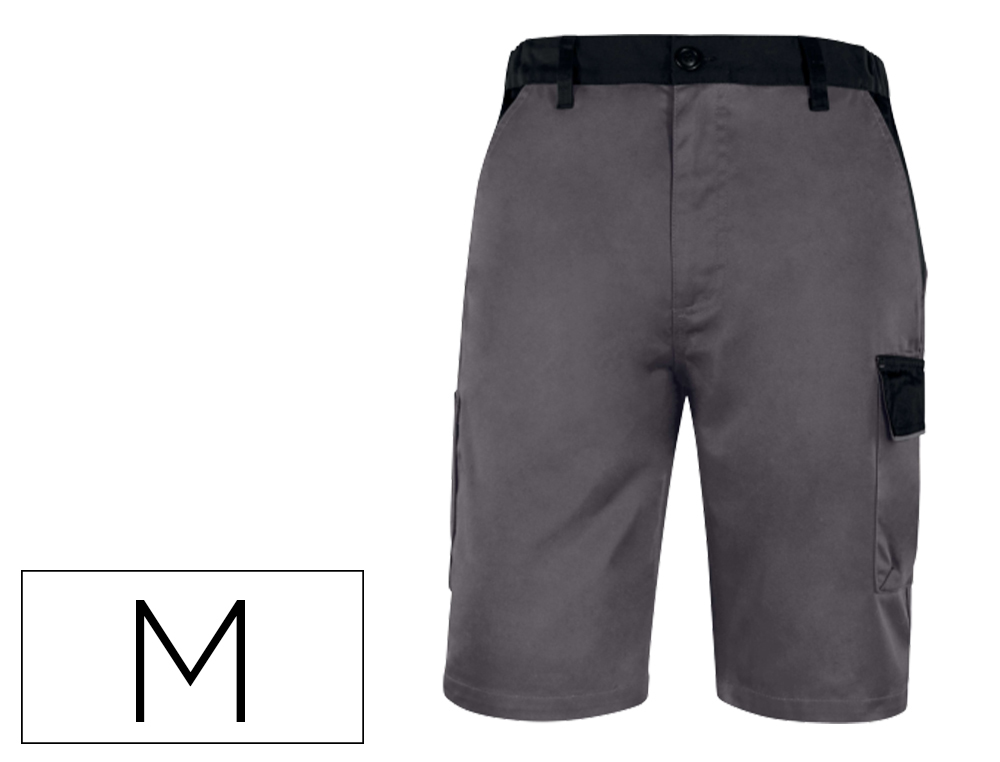 PANTALON DE TRABAJO DELTAPLUS BERMUDA CINTURA AJUSTABLE 5 BOLSILLOS COLOR GRIS TALLA M