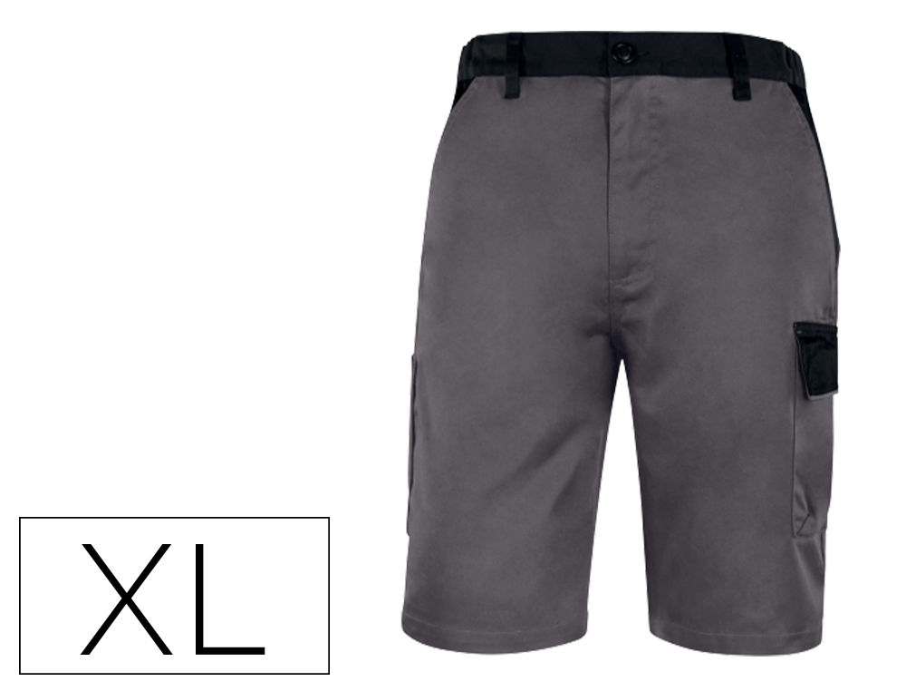 PANTALON DE TRABAJO DELTAPLUS BERMUDA CINTURA AJUSTABLE 5 BOLSILLOS COLOR GRIS TALLA XL