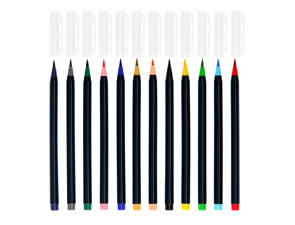 ROTULADOR LIDERPAPEL PUNTA PINCEL EXTRA SUAVE BOLSA DE 12 UNIDADES COLORES SURTIDOS