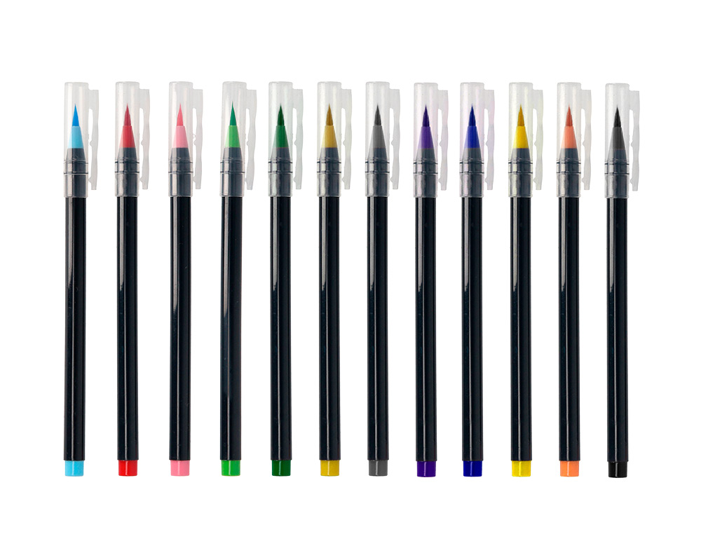 ROTULADOR LIDERPAPEL PUNTA PINCEL EXTRA SUAVE BOLSA DE 12 UNIDADES COLORES SURTIDOS