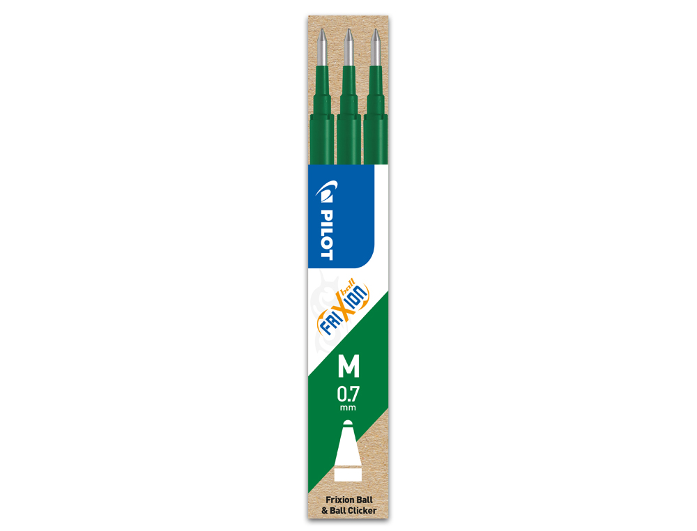 RECAMBIO BOLIGRAFO PILOT FRIXION BALL VERDE CAJA DE 3 UNIDADES