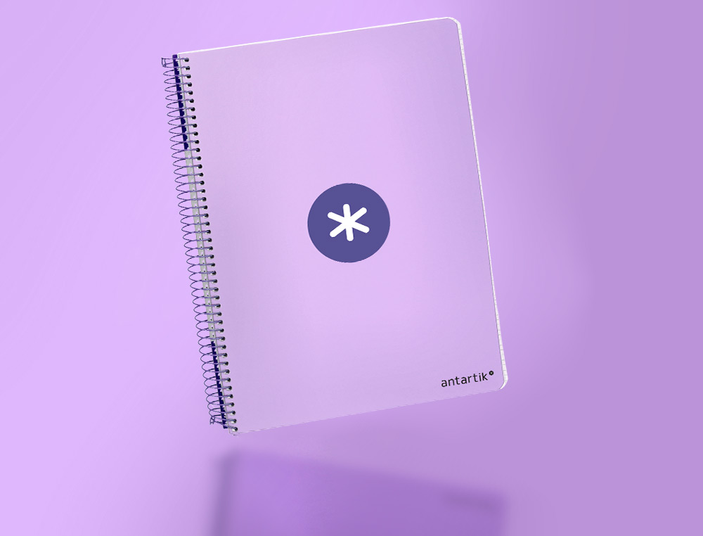 CUADERNO ESPIRAL A4 ANTARTIK TAPA DURA 80H 90GR CUADRO 4MM CON MARGEN COLOR LAVANDA