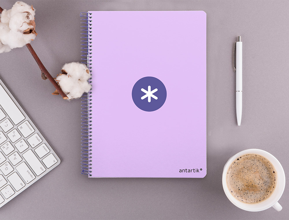 CUADERNO ESPIRAL A4 ANTARTIK TAPA DURA 80H 90GR CUADRO 4MM CON MARGEN COLOR LAVANDA