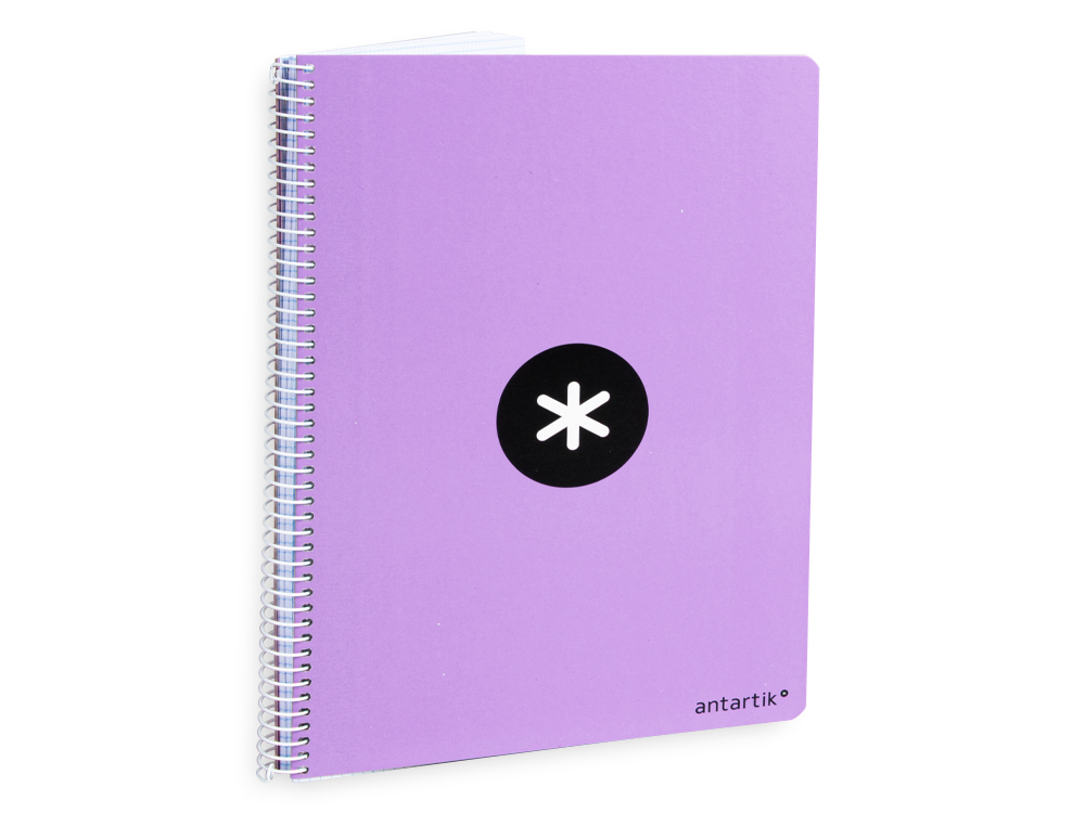 CUADERNO ESPIRAL A4 ANTARTIK TAPA DURA 80H 90GR CUADRO 4MM CON MARGEN COLOR LAVANDA
