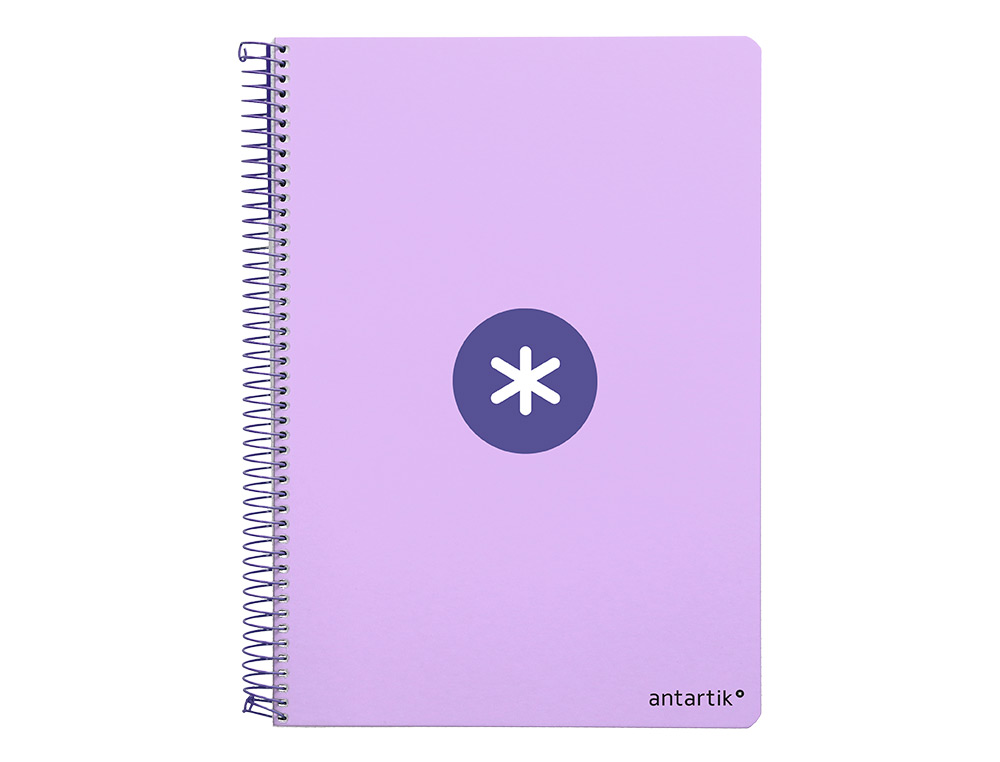 CUADERNO ESPIRAL A4 ANTARTIK TAPA DURA 80H 90GR CUADRO 4MM CON MARGEN COLOR LAVANDA