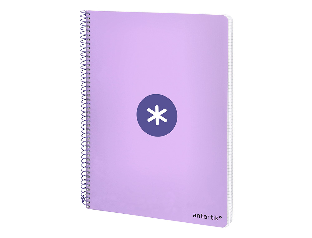 CUADERNO ESPIRAL A4 ANTARTIK TAPA DURA 80H 90GR CUADRO 4MM CON MARGEN COLOR LAVANDA
