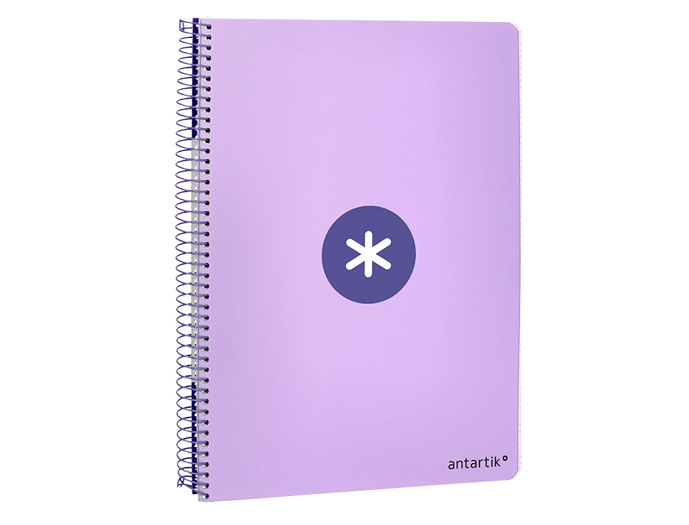 CUADERNO ESPIRAL A4 ANTARTIK TAPA DURA 80H 90GR CUADRO 4MM CON MARGEN COLOR LAVANDA
