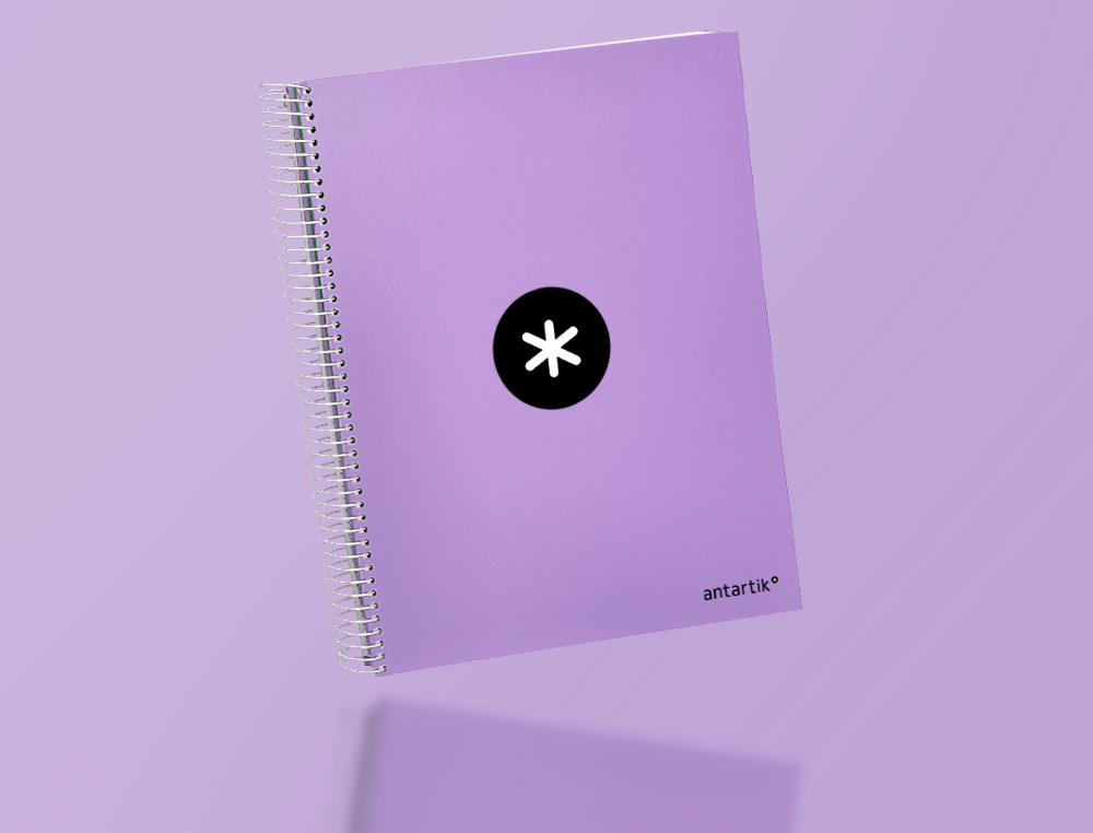 CUADERNO ESPIRAL A4 MICRO ANTARTIK TAPA FORRADA 120H 90 GR HORIZONTAL 5 BANDAS 4 TALADROS COLOR LAVANDA