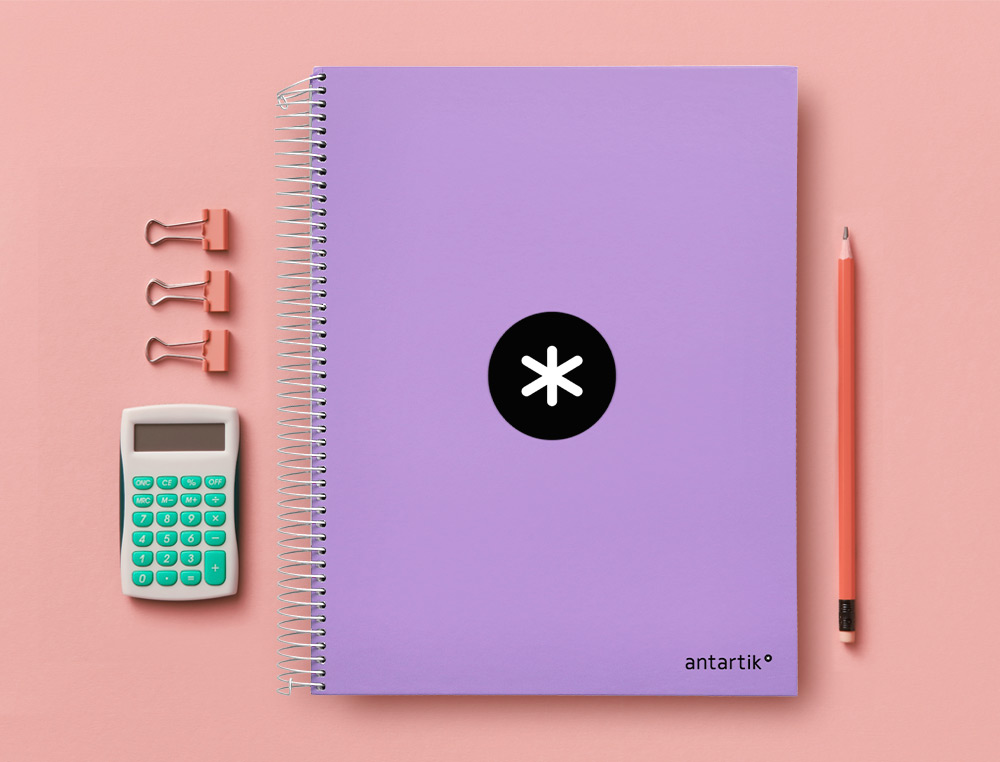 CUADERNO ESPIRAL A4 MICRO ANTARTIK TAPA FORRADA 120H 90 GR HORIZONTAL 5 BANDAS 4 TALADROS COLOR LAVANDA