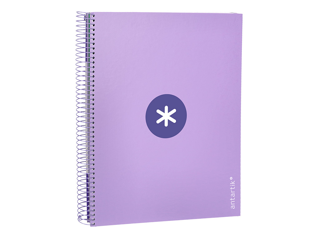 CUADERNO ESPIRAL A4 MICRO ANTARTIK TAPA FORRADA 120H 90 GR HORIZONTAL 5 BANDAS 4 TALADROS COLOR LAVANDA