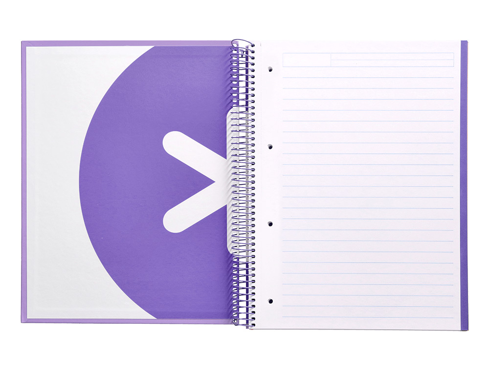 CUADERNO ESPIRAL A4 MICRO ANTARTIK TAPA FORRADA 120H 90 GR HORIZONTAL 5 BANDAS 4 TALADROS COLOR LAVANDA