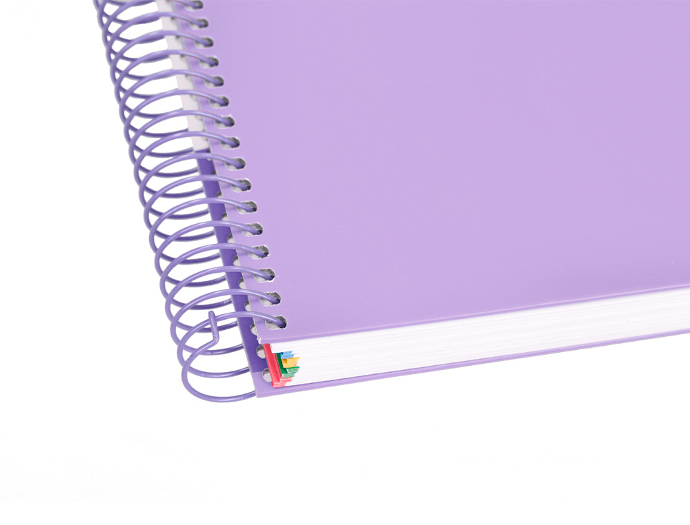 CUADERNO ESPIRAL A4 MICRO ANTARTIK TAPA FORRADA 120H 90 GR HORIZONTAL 5 BANDAS 4 TALADROS COLOR LAVANDA