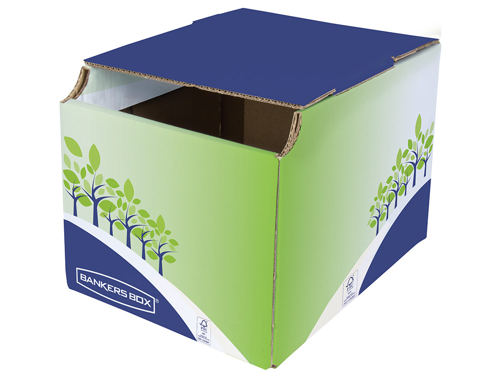 CONTENEDOR PAPELERA RECICLAJE FELLOWES SOBREMESA CARTON 100% RECICLADO MONTAJE MANUAL ENTRADA FRONTAL Y TAPA