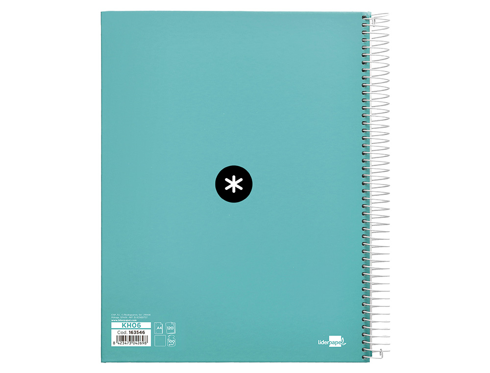 CUADERNO ESPIRAL A4 MICRO ANTARTIK TAPA FORRADA 120H 90 GR LISO 5 BANDAS 4 TALADROS COLOR MENTA
