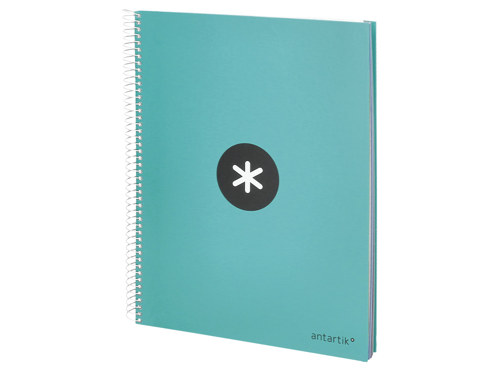 CUADERNO ESPIRAL A4 MICRO ANTARTIK TAPA FORRADA 120H 90 GR LISO 5 BANDAS 4 TALADROS COLOR MENTA