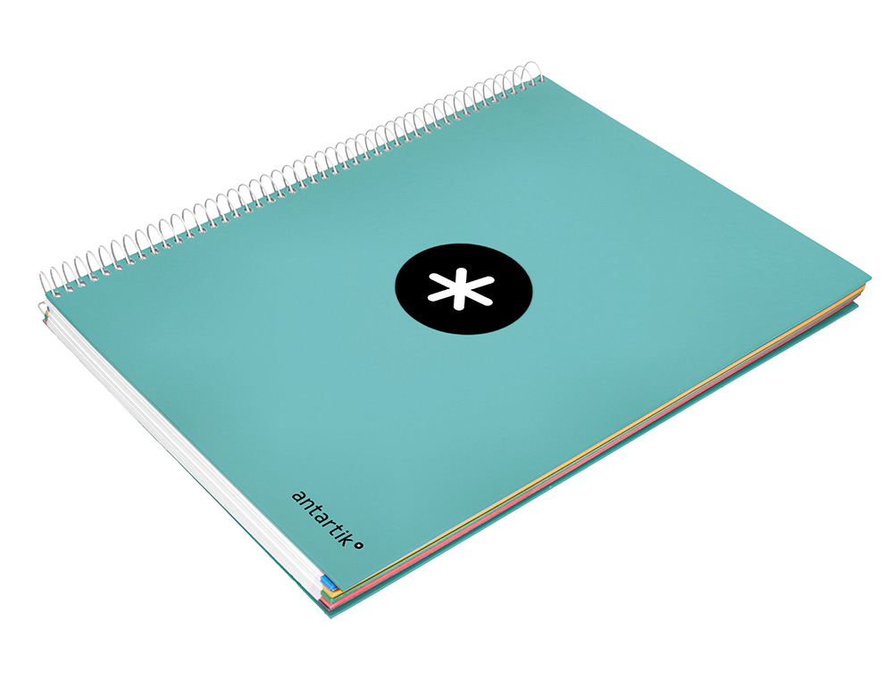 CUADERNO ESPIRAL A4 MICRO ANTARTIK TAPA FORRADA 120H 90 GR LISO 5 BANDAS 4 TALADROS COLOR MENTA