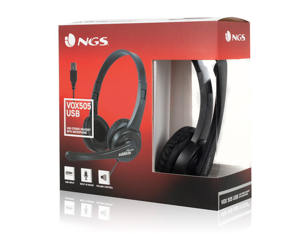 AURICULAR NGS VOX 505 MICROFONO Y CONTROL DE VOLUMEN DIADEMA AJUSTABLE