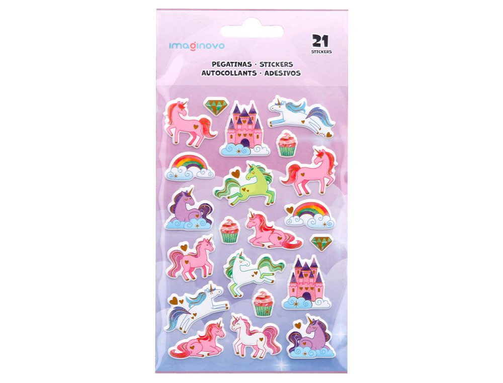 PEGATINAS IMAGINOVO UNICORNIOS MAGIC DREAMS CON RELIEVE 190X105 MM EN BLISTER