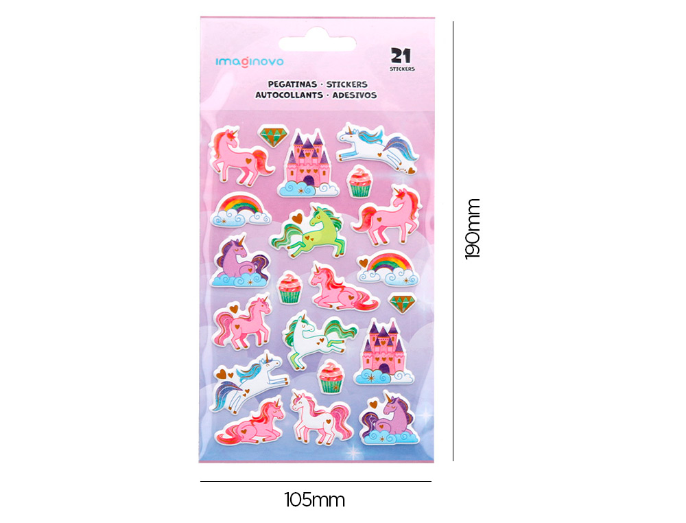 PEGATINAS IMAGINOVO UNICORNIOS MAGIC DREAMS CON RELIEVE 190X105 MM EN BLISTER