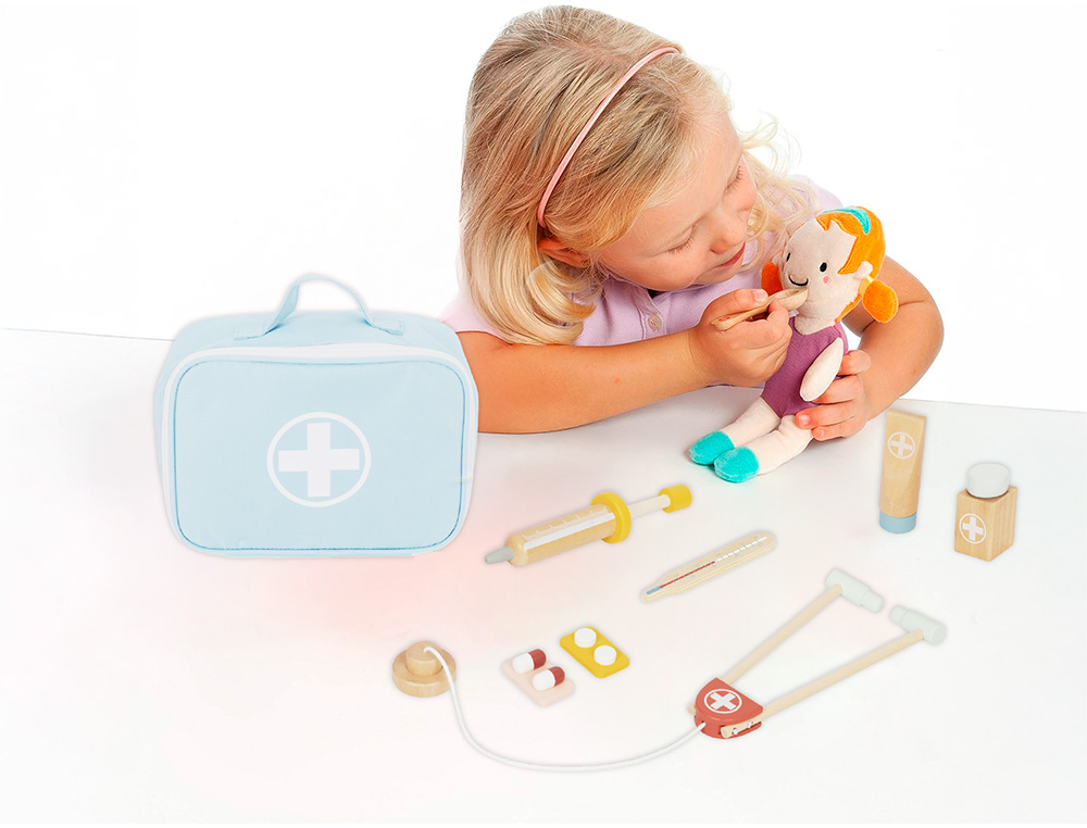 JUEGO INFANTIL IMAGINOVO MADERA MALETIN DE MEDICO +3 AÑOS 11 PIEZAS 24,5X18X10CM