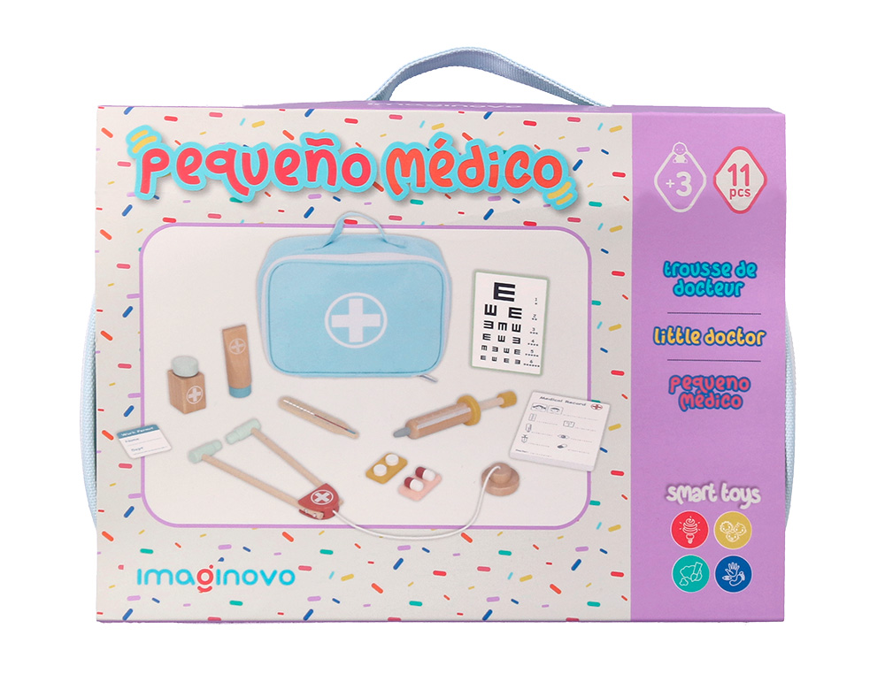 JUEGO INFANTIL IMAGINOVO MADERA MALETIN DE MEDICO +3 AÑOS 11 PIEZAS 24,5X18X10CM