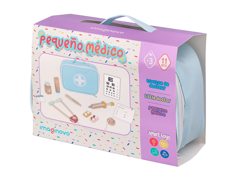JUEGO INFANTIL IMAGINOVO MADERA MALETIN DE MEDICO +3 AÑOS 11 PIEZAS 24,5X18X10CM