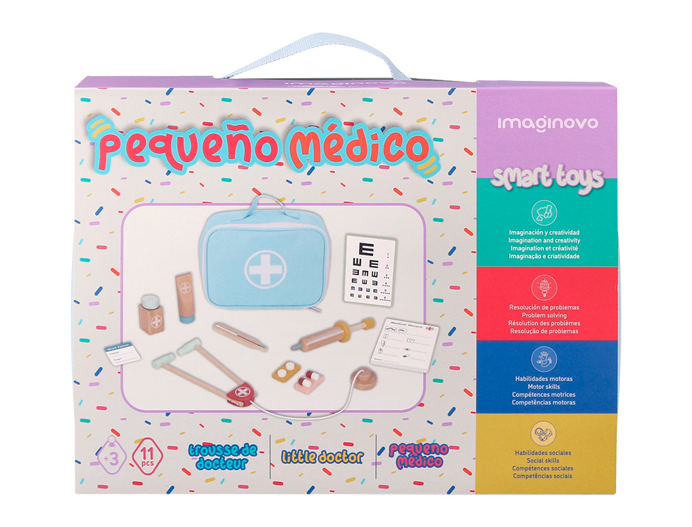 JUEGO INFANTIL IMAGINOVO MADERA MALETIN DE MEDICO +3 AÑOS 11 PIEZAS 24,5X18X10CM