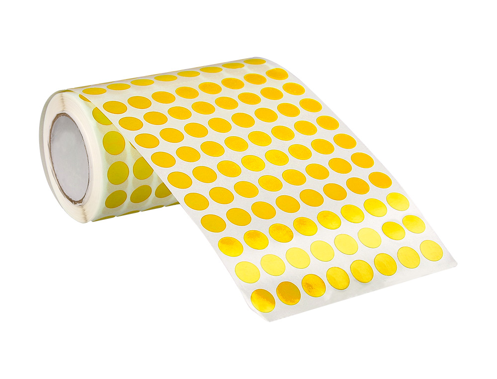 GOMETS LIDERPAPEL AUTOADHESIVO CIRCULOS 10,5 MM AMARILLO ROLLO DE 6000 UNIDADES EN CAJA DE CARTON