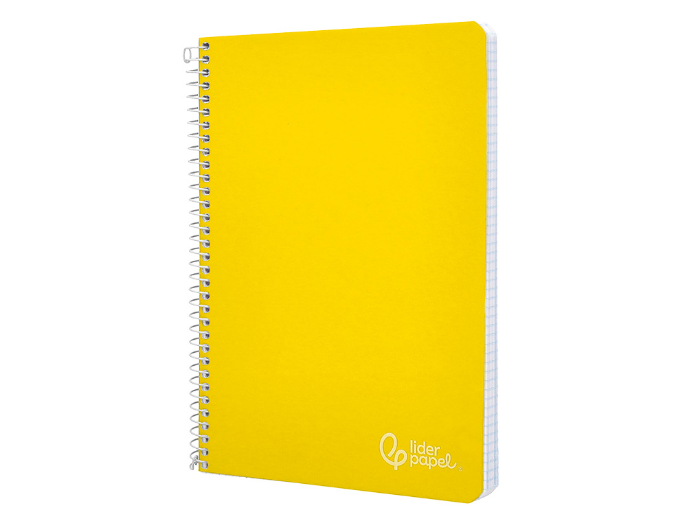 CUADERNO ESPIRAL LIDERPAPEL A5 WITTY TAPA DURA 80H 90GR CUADRO 4MM CON MARGEN COLOR AMARILLO