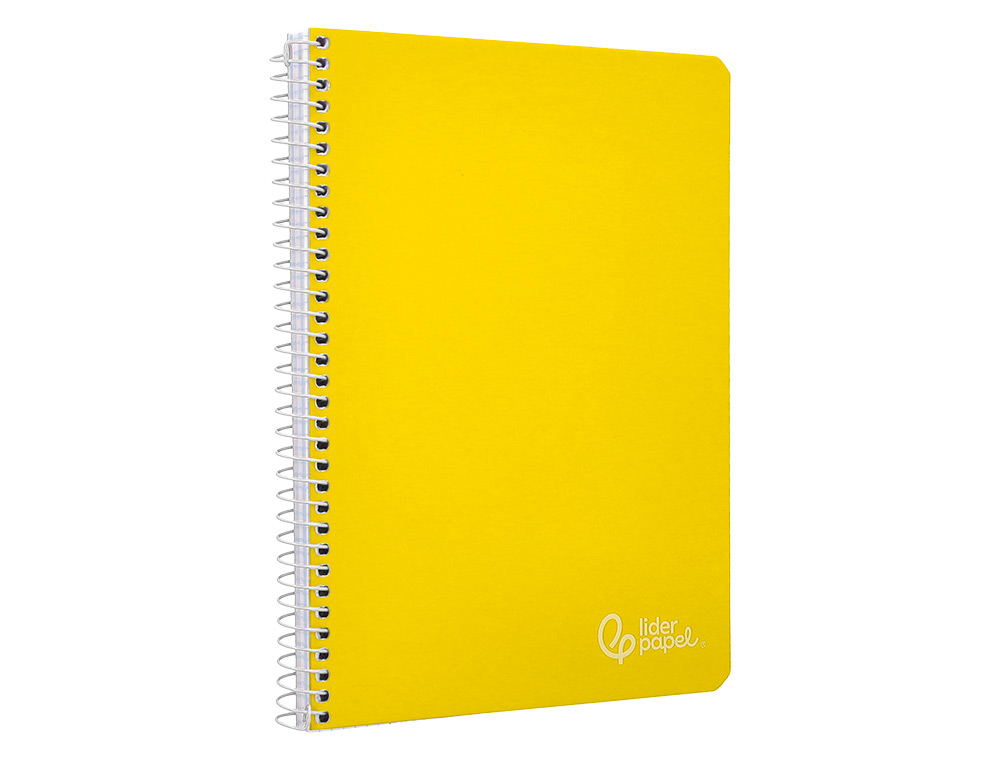 CUADERNO ESPIRAL LIDERPAPEL A5 WITTY TAPA DURA 80H 90GR CUADRO 4MM CON MARGEN COLOR AMARILLO