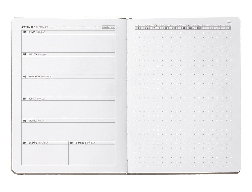 AGENDA ESCOLAR ANTARTIK 25-26 ENCUADERNADA GO! SIMIL PIEL GRIS SEMANA VISTA A5 BILINGE PAPEL FSC 80 GR