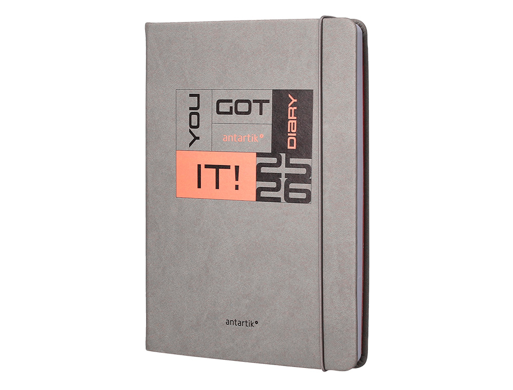 AGENDA ESCOLAR ANTARTIK 25-26 ENCUADERNADA GO! SIMIL PIEL GRIS SEMANA VISTA A5 BILINGE PAPEL FSC 80 GR