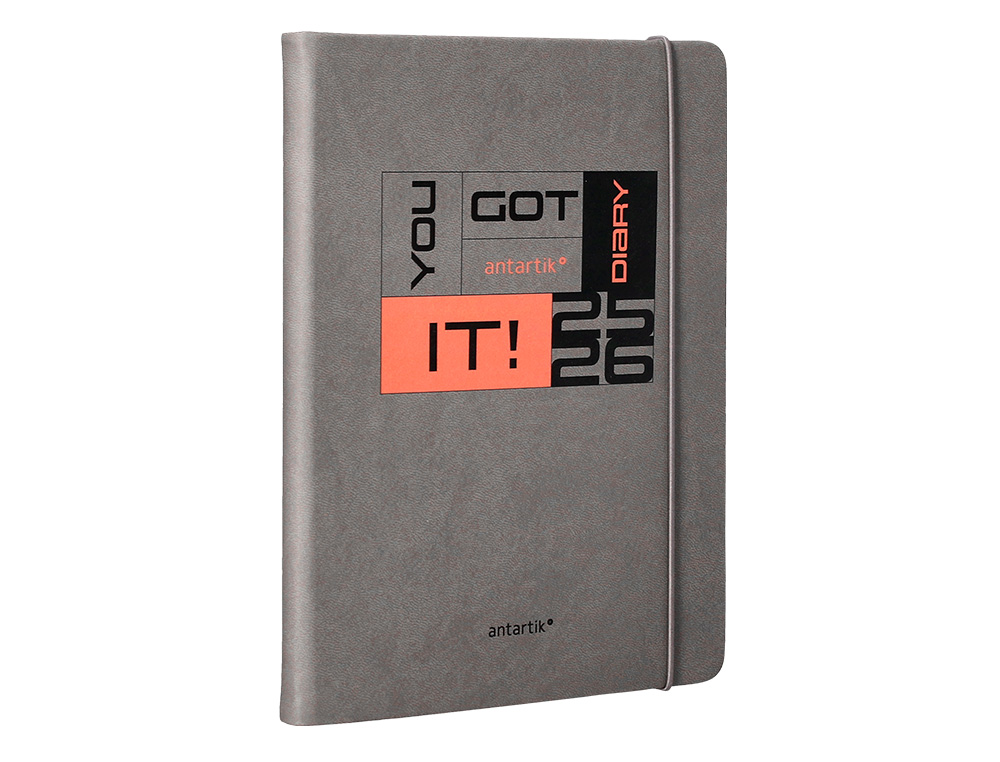 AGENDA ESCOLAR ANTARTIK 25-26 ENCUADERNADA GO! SIMIL PIEL GRIS SEMANA VISTA A5 BILINGE PAPEL FSC 80 GR