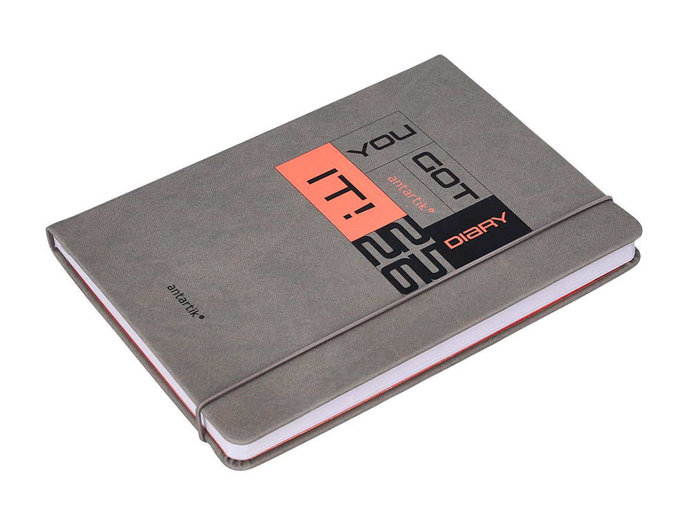 AGENDA ESCOLAR ANTARTIK 25-26 ENCUADERNADA GO! SIMIL PIEL GRIS SEMANA VISTA A5 BILINGE PAPEL FSC 80 GR
