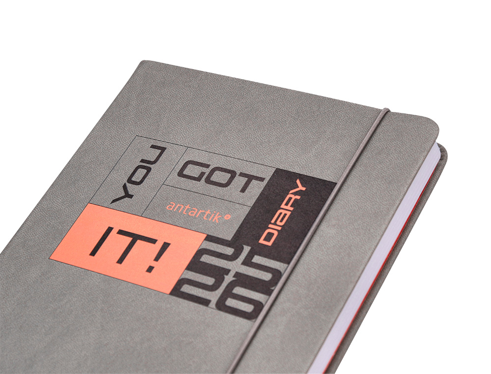 AGENDA ESCOLAR ANTARTIK 25-26 ENCUADERNADA GO! SIMIL PIEL GRIS SEMANA VISTA A5 BILINGE PAPEL FSC 80 GR