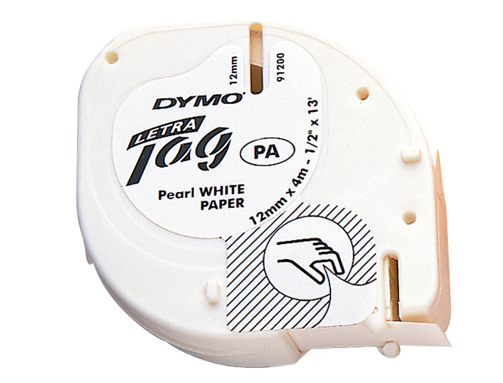 CINTA DYMO PAPEL 12MMX4MT NEGRO/BLANCO PARA LETRATAG
