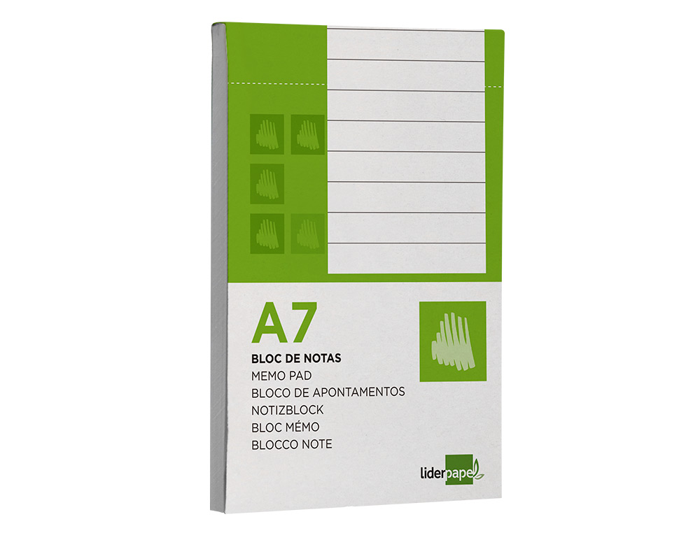 BLOC NOTAS LIDERPAPEL HORIZONTAL A7 80 HOJAS 60G/M2 PERFORADO