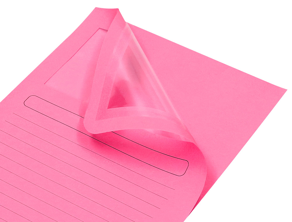 SUBCARPETA CARTULINA Q-CONNECT DIN A4 ROSA CON VENTANA TRANSPARENTE 120 G/M2