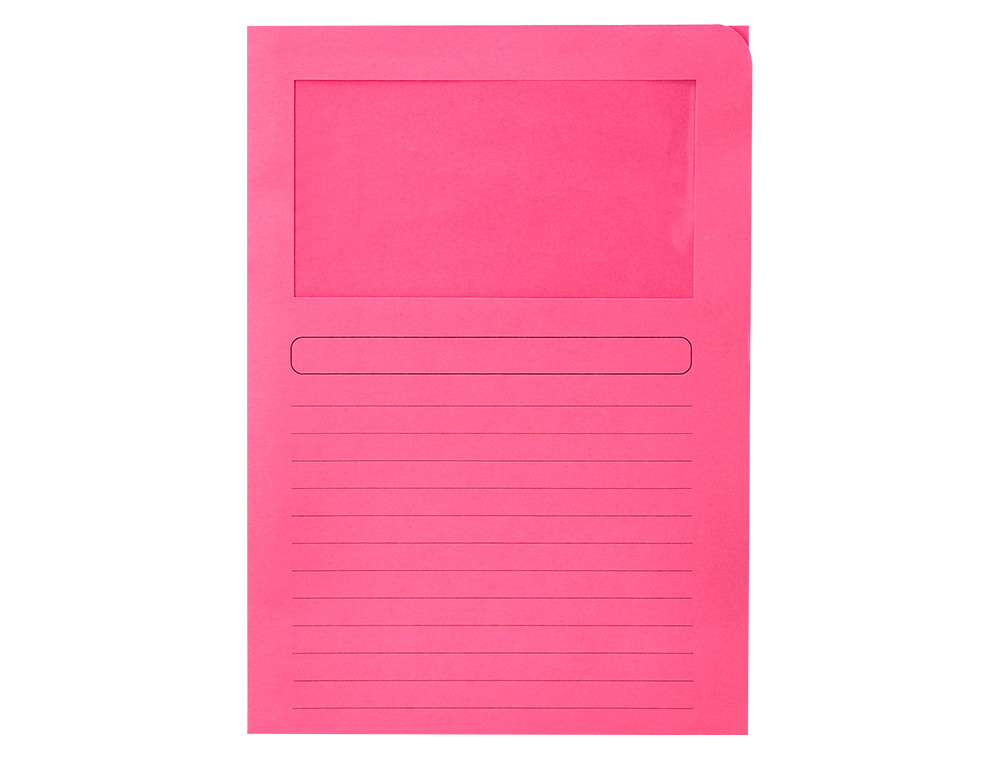 SUBCARPETA CARTULINA Q-CONNECT DIN A4 ROSA CON VENTANA TRANSPARENTE 120 G/M2
