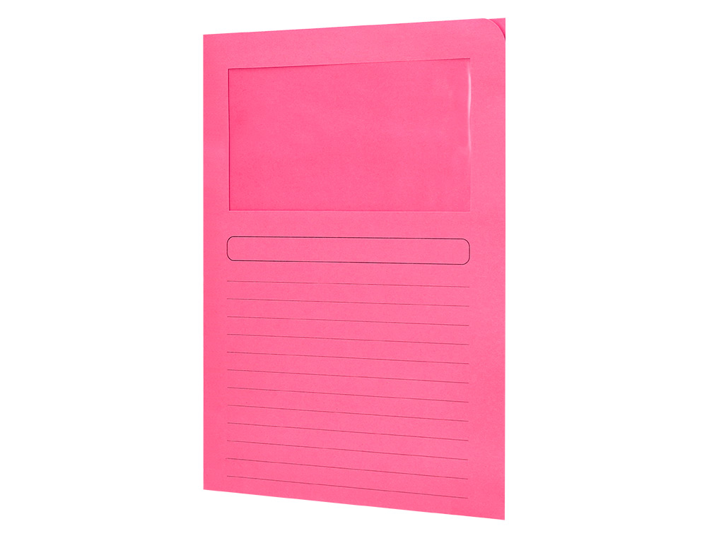 SUBCARPETA CARTULINA Q-CONNECT DIN A4 ROSA CON VENTANA TRANSPARENTE 120 G/M2